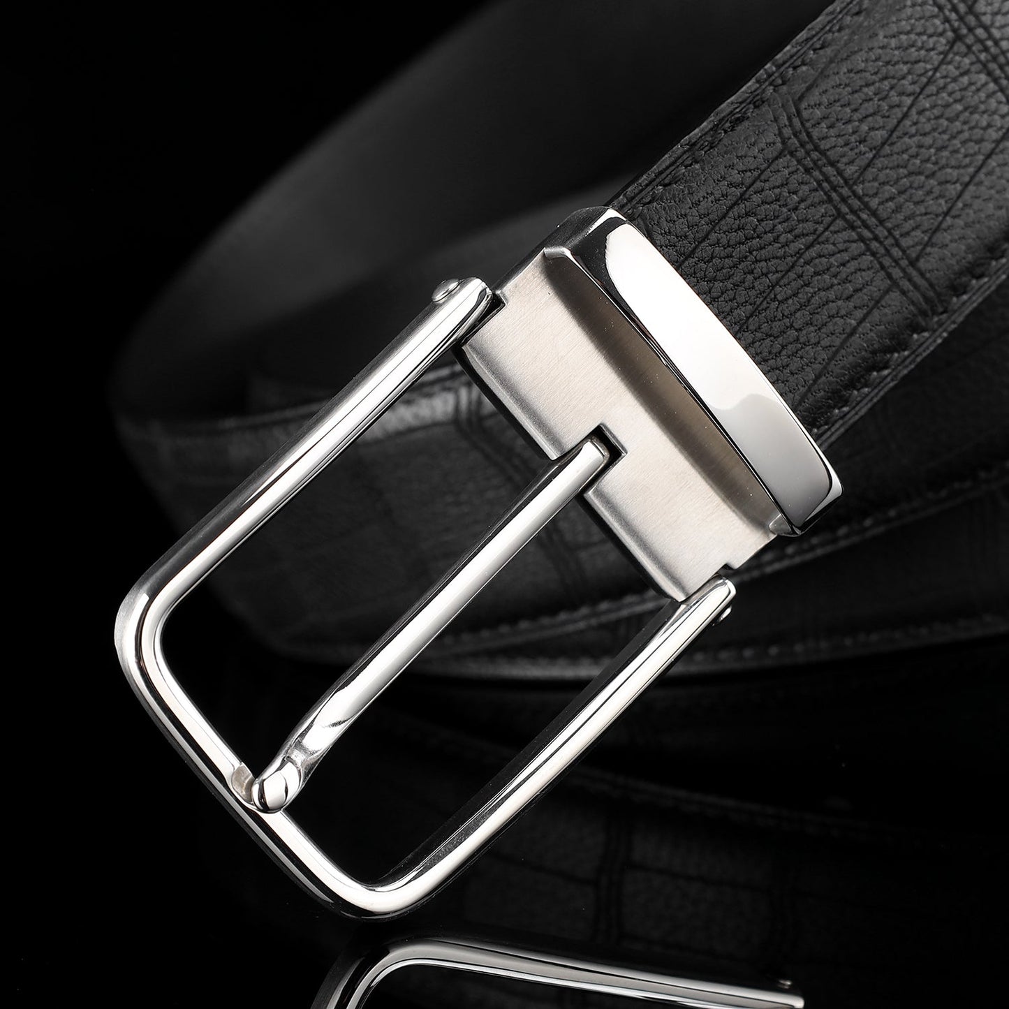 BELTLEY Black Authentic Deerskin Leather  Belt-Unisex 1.38"