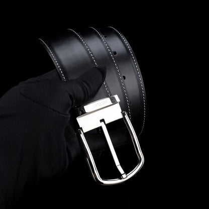 BELTLEY Classic Black  Smooth Leather Belt-1.5 Inches