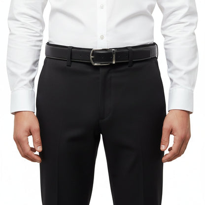 BELTLEY Classic Black  Smooth Leather Belt-1.5 Inches