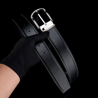 BELTLEY Classic Black  Smooth Leather Belt-1.5 Inches