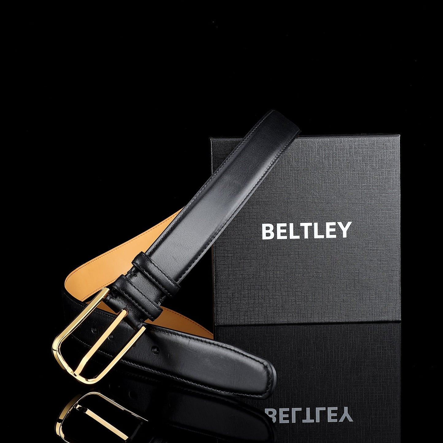 BELTLEY Classic Calfskin Leather Dress Belt – 1.38 Inches
