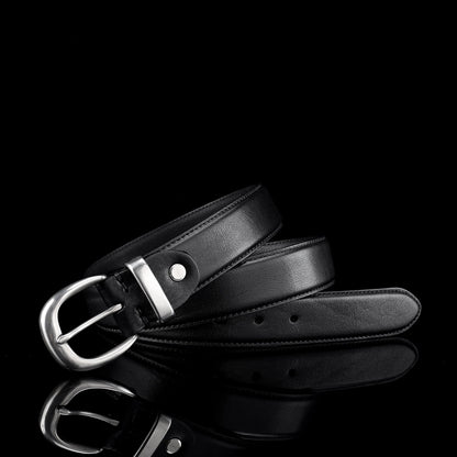 BELTLEY Women's Classic Black Leather Belt