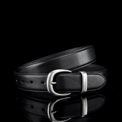 BELTLEY Women's Classic Black Leather Belt