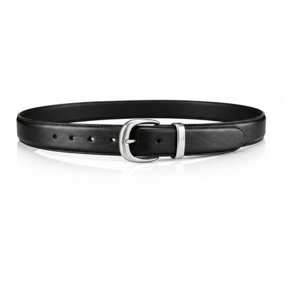 BELTLEY Women's Classic Black Leather Belt