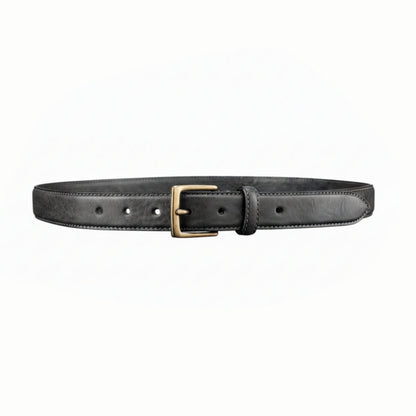 BELTLEY Women's Skinny Black Leather Belt | 28mm Width