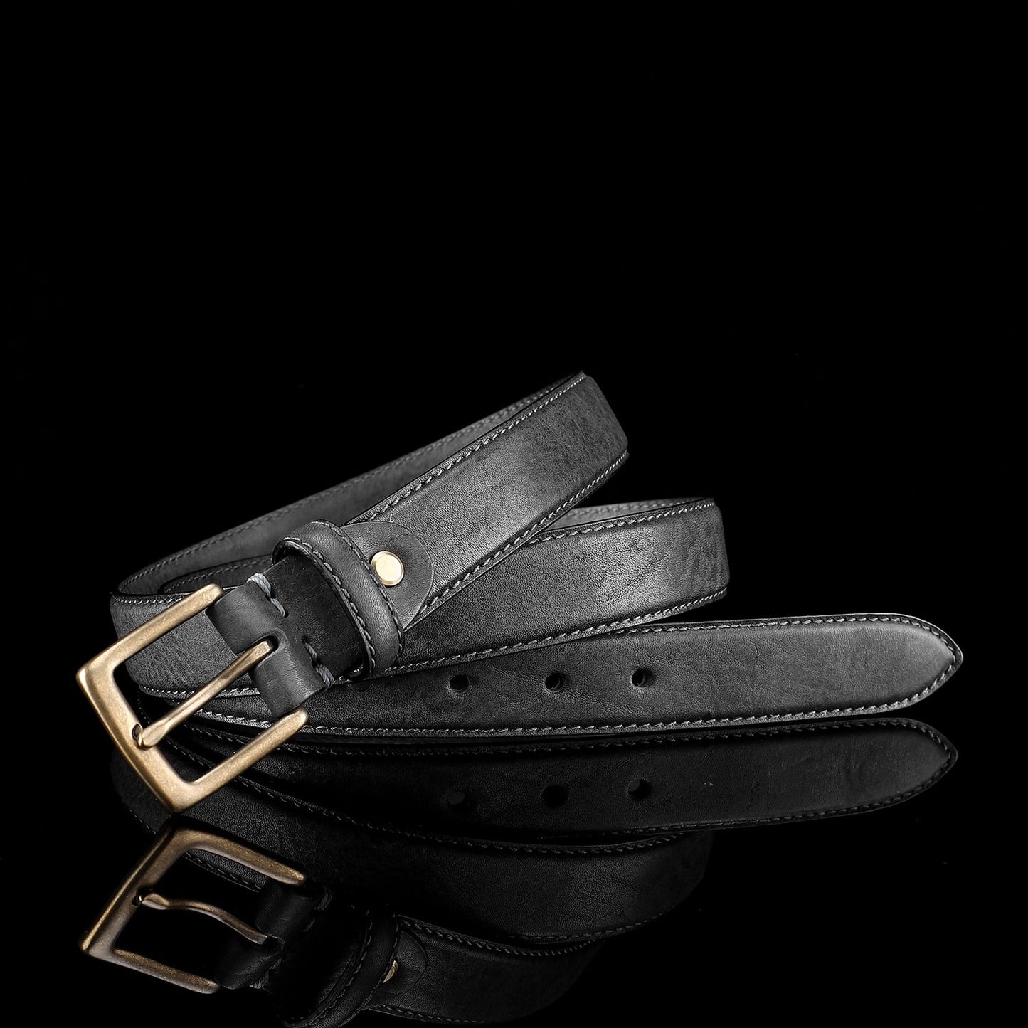 BELTLEY Women's Skinny Black Leather Belt | 28mm Width