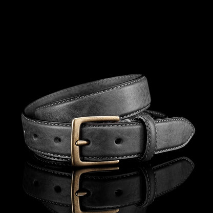 BELTLEY Women's Skinny Black Leather Belt | 28mm Width