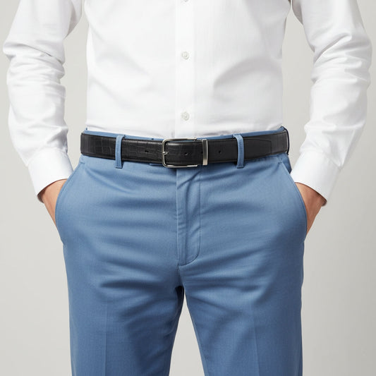 BELTLEY Black Authentic Deerskin Leather  Belt-Unisex 1.38"