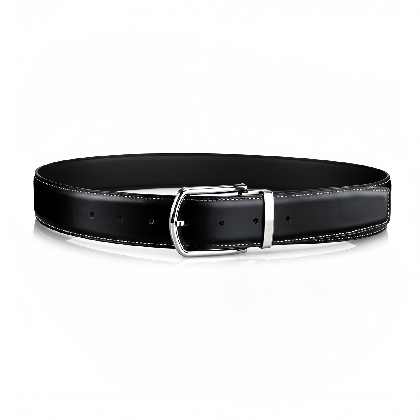 BELTLEY Classic Black  Smooth Leather Belt-1.5 Inches