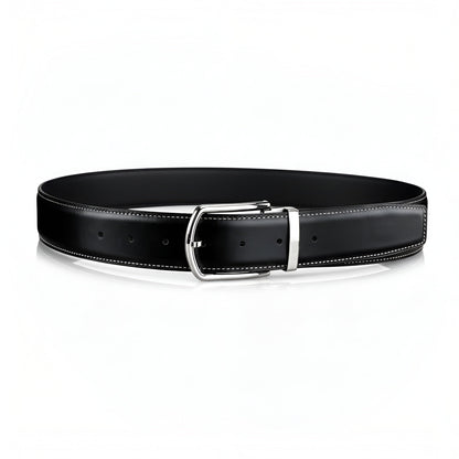 BELTLEY Classic Black  Smooth Leather Belt-1.5 Inches