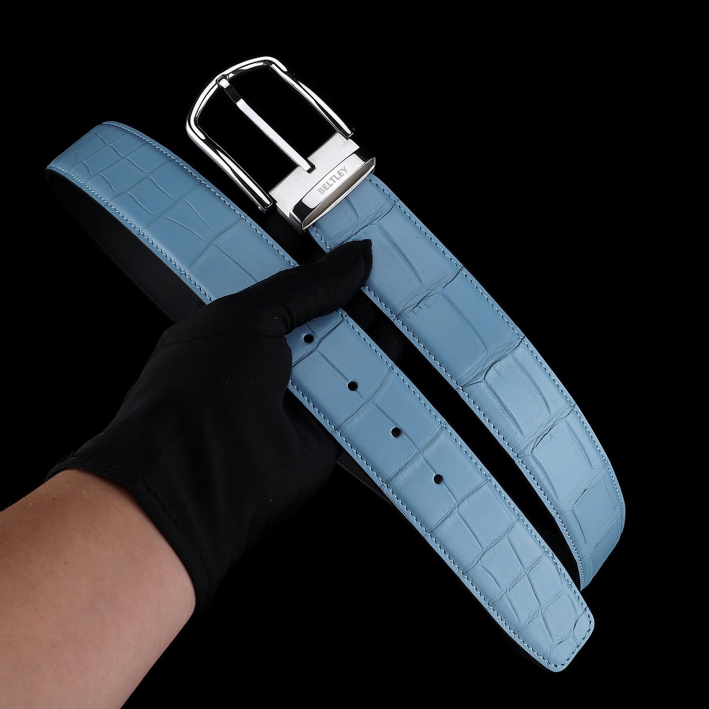 BELTLEY Men's Real Nile Crocodile Skin Belt | Matte Finish | 1.5" Wide