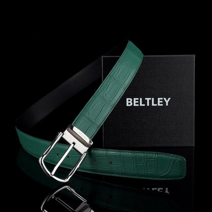 BELTLEY Men's Real Nile Crocodile Skin Belt | Matte Finish | 1.5" Wide