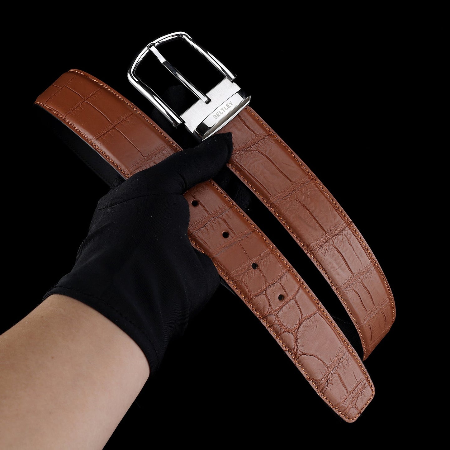 BELTLEY Men's Real Nile Crocodile Skin Belt | Matte Finish | 1.5" Wide