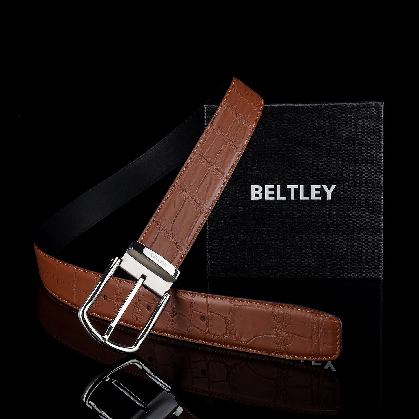BELTLEY Men's Real Nile Crocodile Skin Belt | Matte Finish | 1.5" Wide