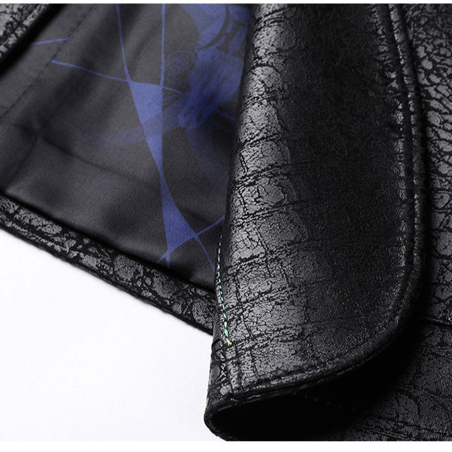 Textured leather suit jacket