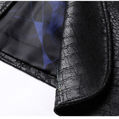 Textured leather suit jacket