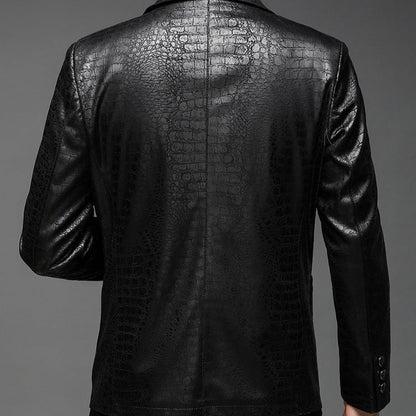Textured leather suit jacket