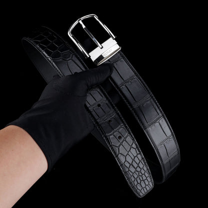 BELTLEY Men's Real Nile Crocodile Skin Belt | Matte Finish | 1.5" Wide