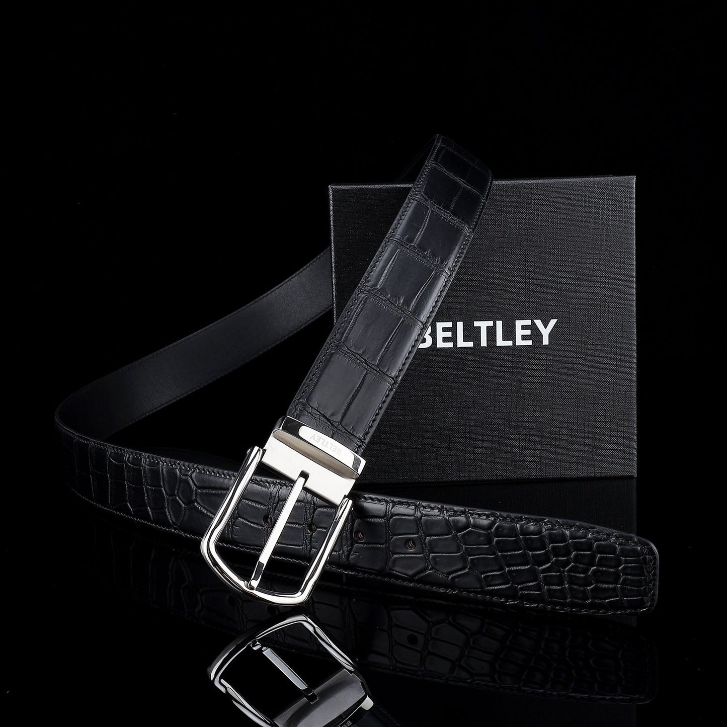 BELTLEY Men's Real Nile Crocodile Skin Belt | Matte Finish | 1.5" Wide