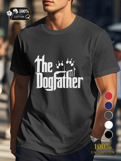 The Dogfather with paw prints Men's pure cotton Tshirt Comfort Fit