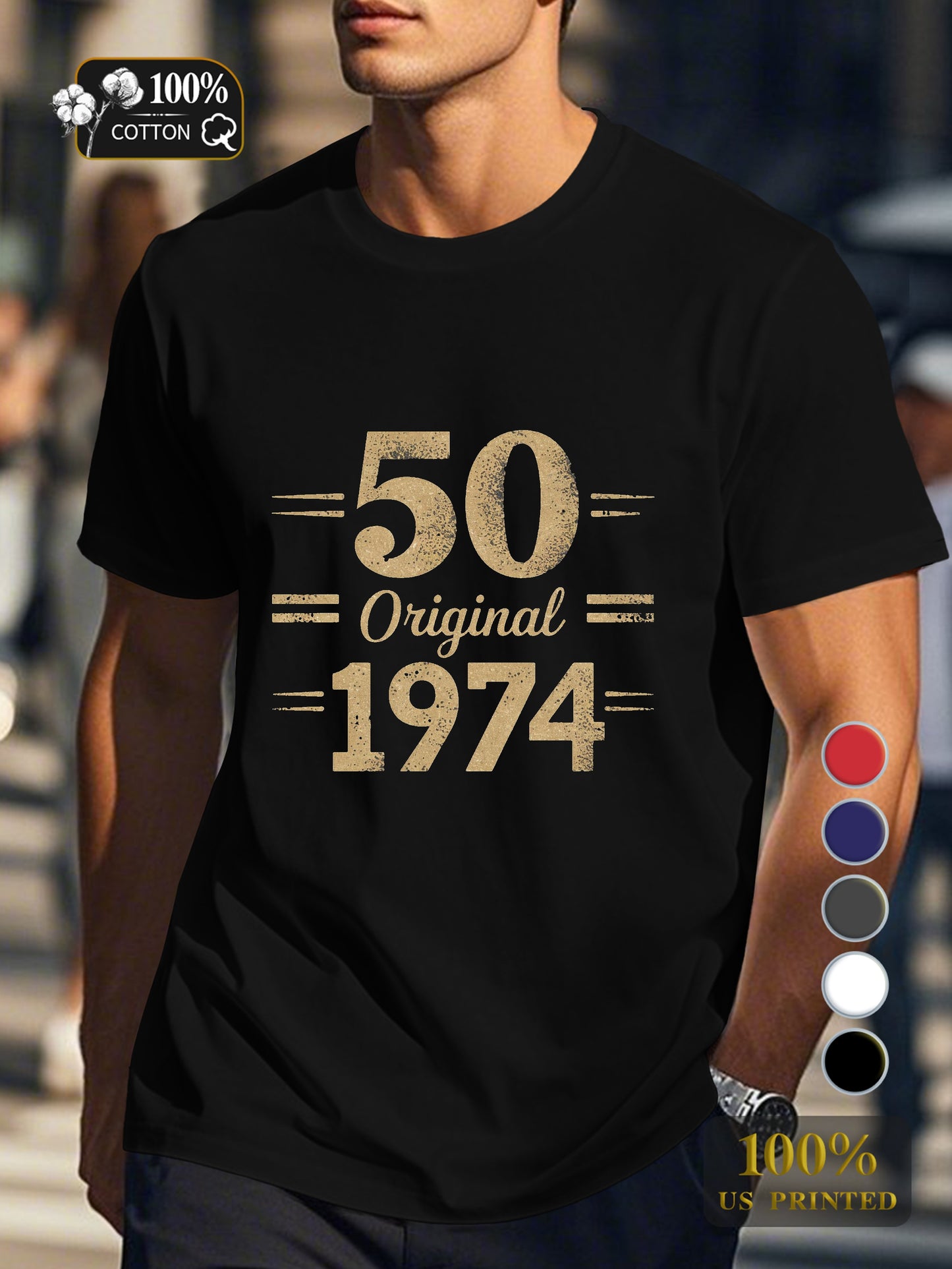 50 Original 1974 Men's pure cotton Tshirt Comfort Fit