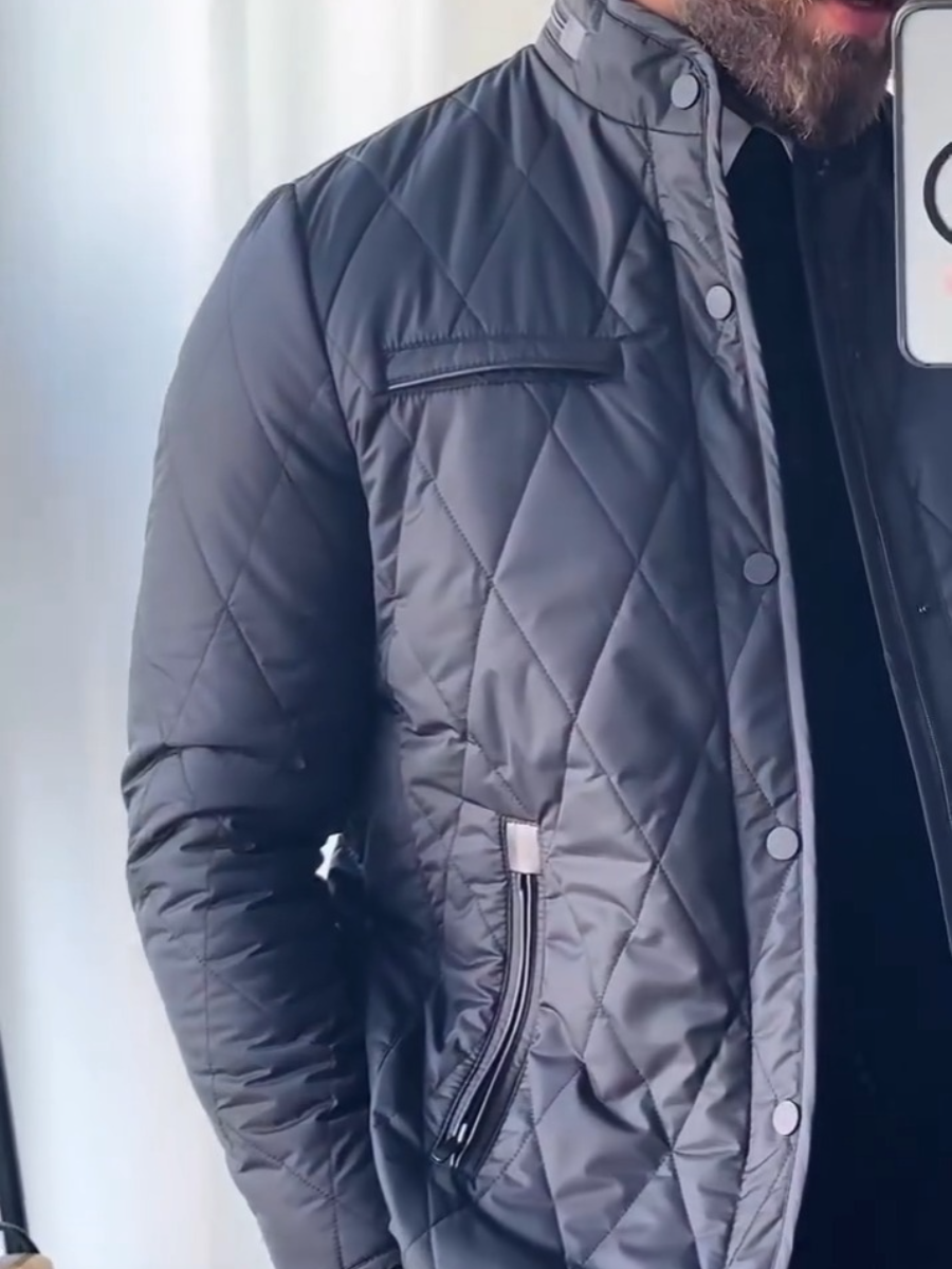 Black Showerproof Diamond Quilted Jacket