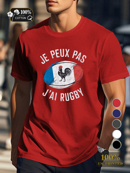 I CAN T I HAVE RUGBY illustration Men's pure cotton Tshirt Comfort Fit