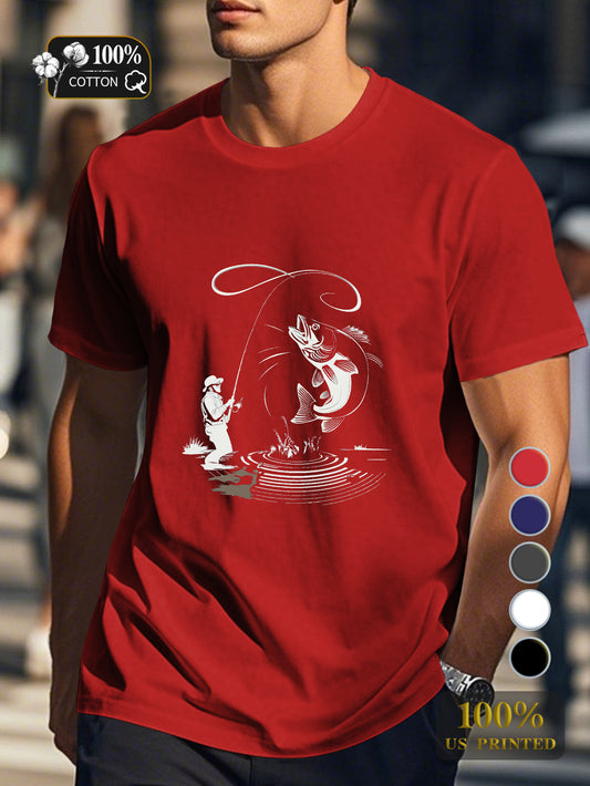 Thrilling fishing catch Men's pure cotton Tshirt Comfort Fit