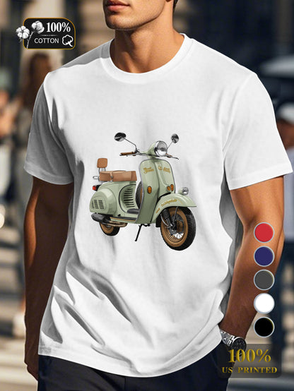 Classic scooter illustration Men's pure cotton Tshirt Comfort Fit