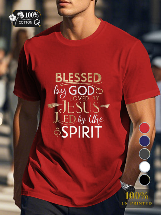 BLESSED by GOD loved by JESUS Men's pure cotton Tshirt Comfort Fit