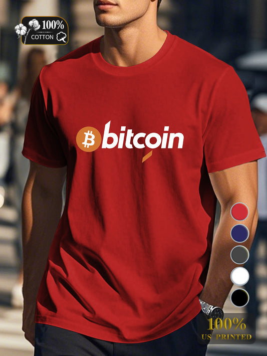 Bitcoin logo design Men's pure cotton Tshirt Comfort Fit