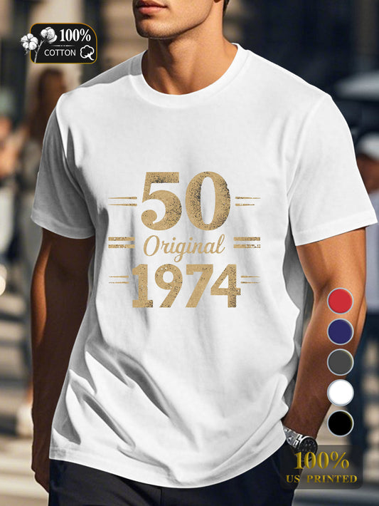 50 Original 1974 Men's pure cotton Tshirt Comfort Fit
