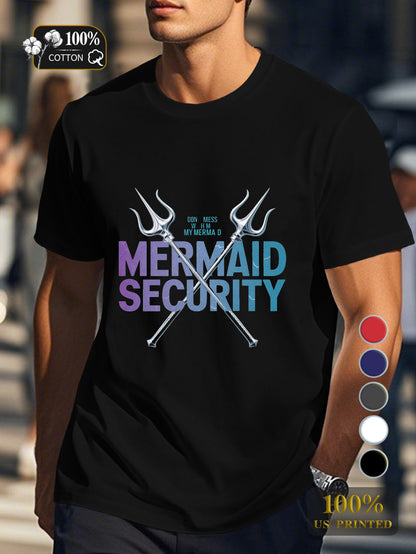 MERMAID SECURITY with tridents Men's pure cotton Tshirt Comfort Fit