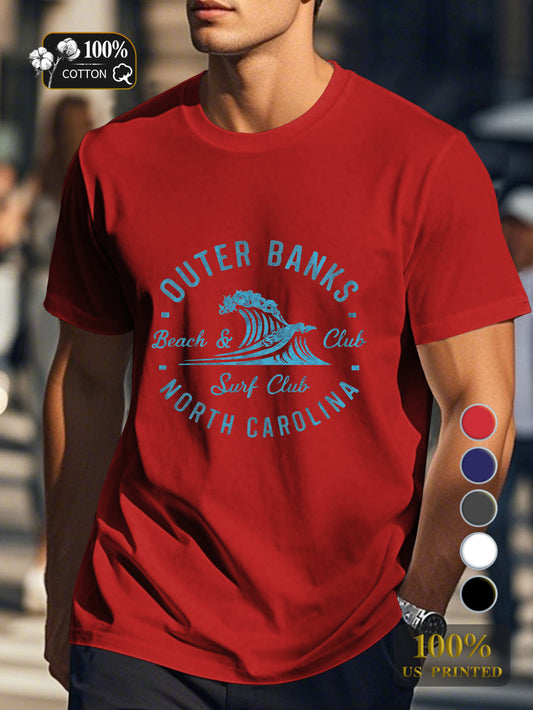 OUTER BANKS beach surf club Men's pure cotton Tshirt Comfort Fit