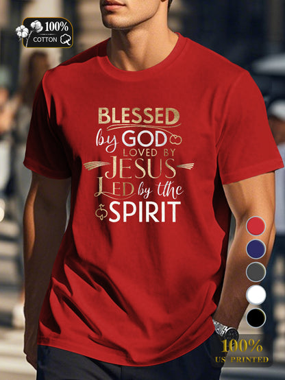 BLESSED by GOD loved by JESUS Men's pure cotton Tshirt Comfort Fit