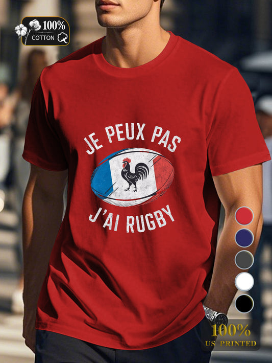 I CAN T I HAVE RUGBY illustration Men's pure cotton Tshirt Comfort Fit
