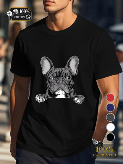 French Bulldog silhouette Men's pure cotton Tshirt Comfort Fit