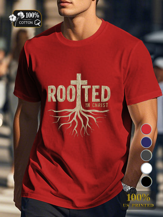 ROOTED IN CHRIST Men's pure cotton Tshirt Comfort Fit