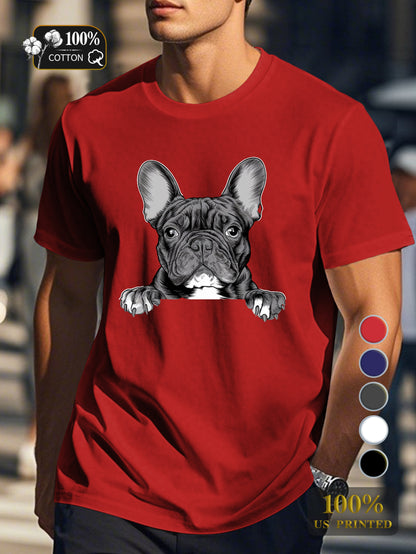 French Bulldog silhouette Men's pure cotton Tshirt Comfort Fit