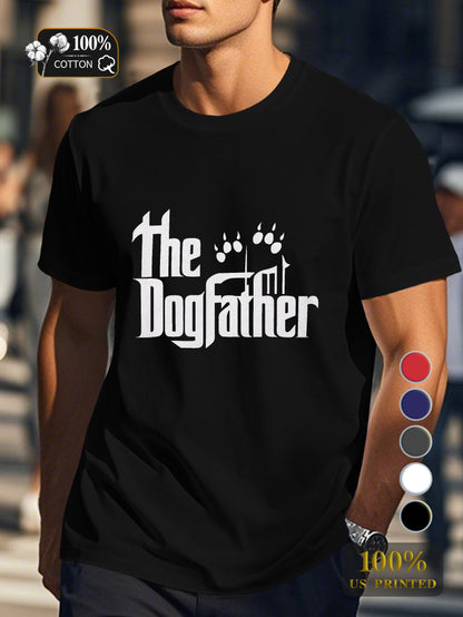 The Dogfather with paw prints Men's pure cotton Tshirt Comfort Fit