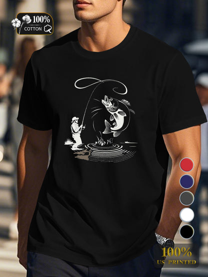 Thrilling fishing catch Men's pure cotton Tshirt Comfort Fit