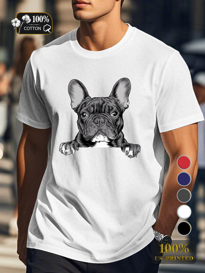 French Bulldog silhouette Men's pure cotton Tshirt Comfort Fit