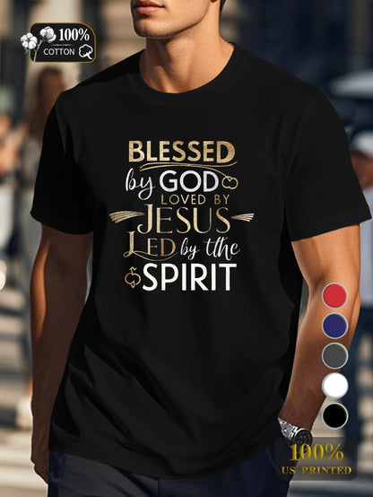 BLESSED by GOD loved by JESUS Men's pure cotton Tshirt Comfort Fit