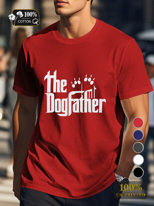 The Dogfather with paw prints Men's pure cotton Tshirt Comfort Fit