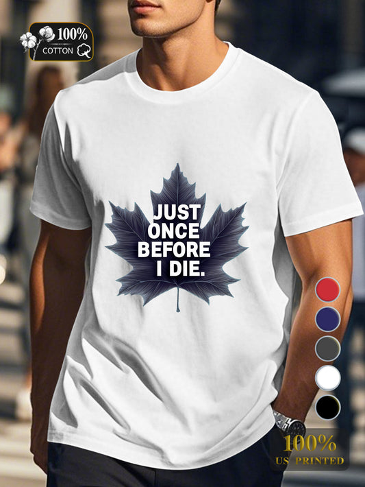 Illustration with bold maple leaf Men's pure cotton Tshirt Comfort Fit