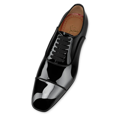 LaceUp Patent Leather Black Oxfords