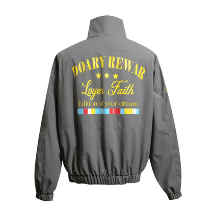Vintage Classic Badge Bomber Jacket Coat