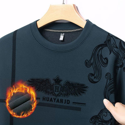 Men's fleece printed long sleeve crew neck sweatshirt