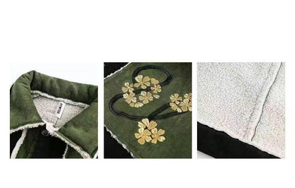 New embroidered contrasting suede jacket