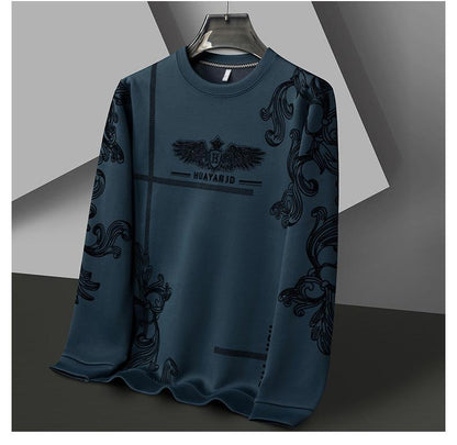 Men's fleece printed long sleeve crew neck sweatshirt